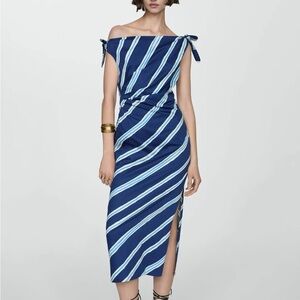 Mango one shoulder midi dress